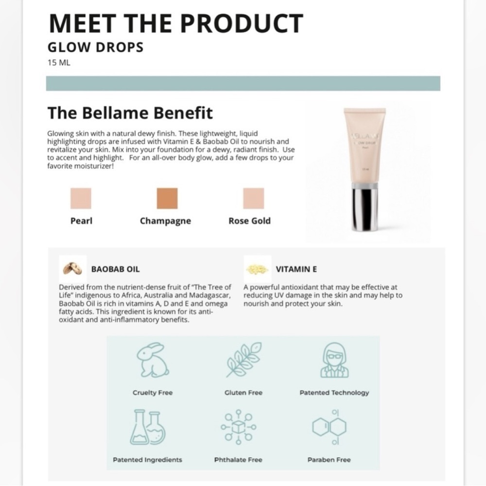 BELLAME GLOW DROPS - ROSE GOLD- NEW - Picture 5 of 10